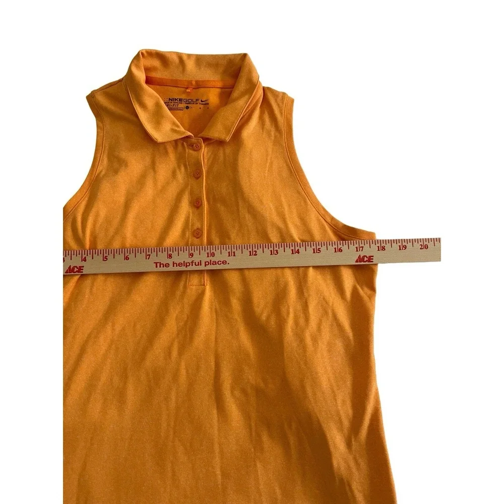 Nike Dri-Fit Women's Sleeveless Golf Polo Shirt Large Orange Stretch Active